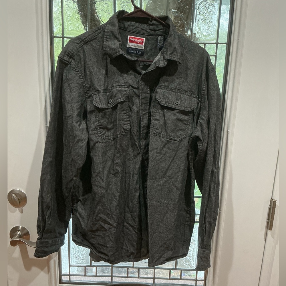 Wrangler Men’s Large Black Lightweight Shirt Jacket DP